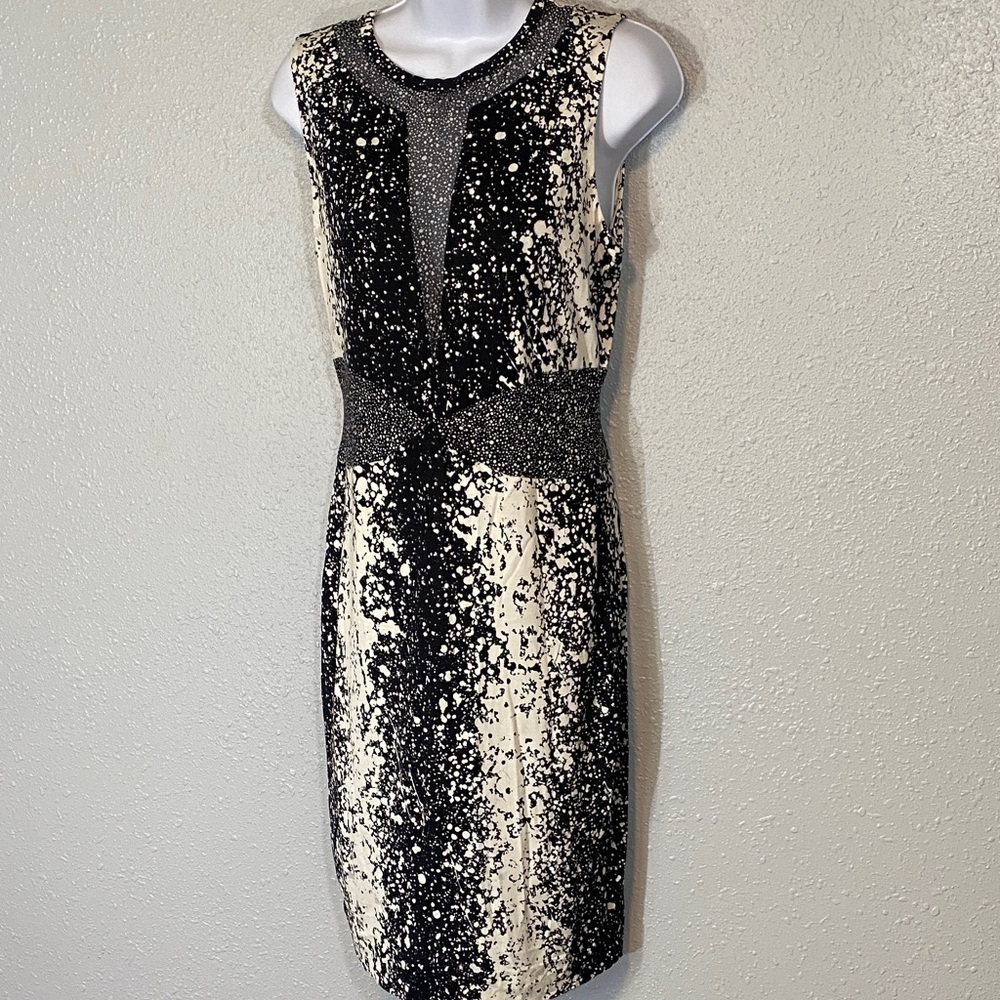 Diane Von Furstenberg 100% Silk Ilsie Black and Cream Midi Dress - Picture 8 of 8